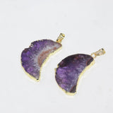 Amethyst Slice Crystal Quartz Necklace Pendant for Women