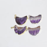 Amethyst Slice Crystal Quartz Necklace Pendant for Women