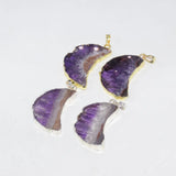 Amethyst Slice Crystal Quartz Necklace Pendant for Women