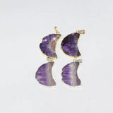 Amethyst Slice Crystal Quartz Necklace Pendant for Women