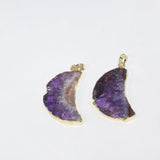 Amethyst Slice Crystal Quartz Necklace Pendant for Women