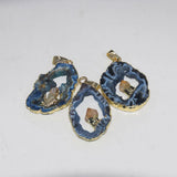 Agate Geode Druzy Pendant Stripe Irregular Stone for Women