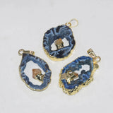 Agate Geode Druzy Pendant Stripe Irregular Stone for Women