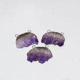 Natural Amethyst Moon Pendant Women Geode Druzy Necklace