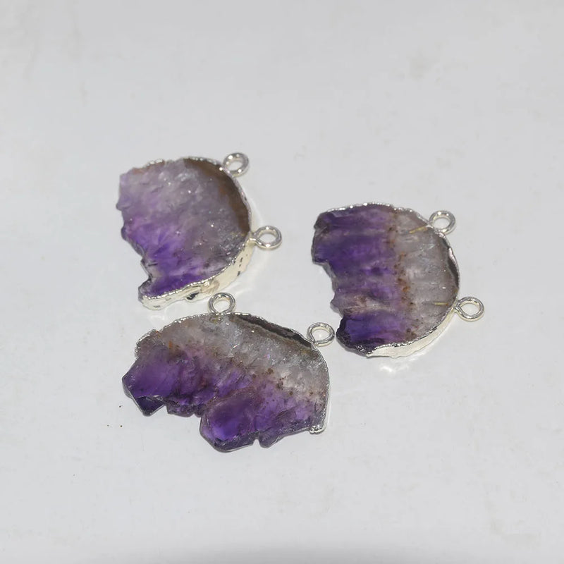 Natural Amethyst Moon Pendant Women Geode Druzy Necklace