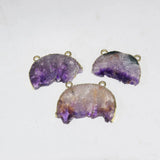 Natural Amethyst Moon Pendant Women Geode Druzy Necklace