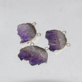 Natural Amethyst Moon Pendant Women Geode Druzy Necklace