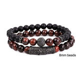 Tiger Eye CZ Ball Beaded Bracelet Men