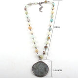 Natural Stone Rosary Chain Stone Pendant Choker Necklace