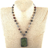 Natural Stone Rosary Chain Stone Pendant Choker Necklace