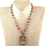 Natural Stone Rosary Chain Stone Pendant Choker Necklace