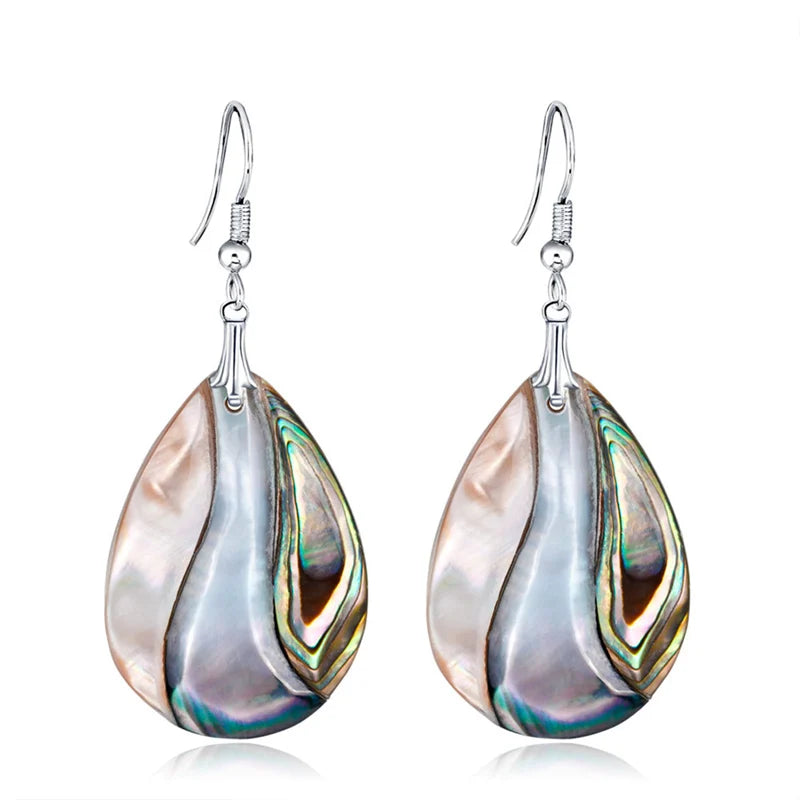 Abalone Shell Teardrop Dangle Earrings