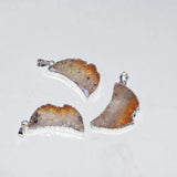 Yellow Crystal Quartz Necklace Pendant Raw Geode Druzy Stone for Women