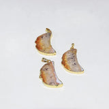 Yellow Crystal Quartz Necklace Pendant Raw Geode Druzy Stone for Women