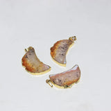 Yellow Crystal Quartz Necklace Pendant Raw Geode Druzy Stone for Women