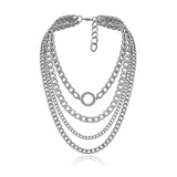 Exaggerated Punk Multilayer Rhinestone Circle Necklace