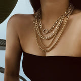 Exaggerated Punk Multilayer Rhinestone Circle Necklace