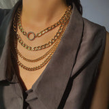 Exaggerated Punk Multilayer Rhinestone Circle Necklace