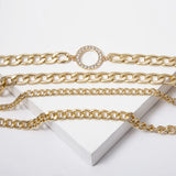 Exaggerated Punk Multilayer Rhinestone Circle Necklace
