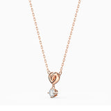 Silver & Rose Necklace Crysta Woman Romantic Gift