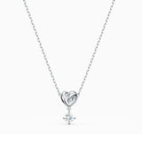 Silver & Rose Necklace Crysta Woman Romantic Gift
