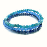 3pc Women Bracelet Set 4mm Stone Bead Sodanite Apatite Agate Round Beads