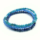 3pc Women Bracelet Set 4mm Stone Bead Sodanite Apatite Agate Round Beads