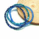 3pc Women Bracelet Set 4mm Stone Bead Sodanite Apatite Agate Round Beads