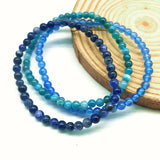 3pc Women Bracelet Set 4mm Stone Bead Sodanite Apatite Agate Round Beads