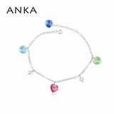 Crystal Heart Charm Bracelet Made with Austrian Crystals