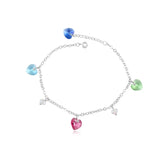 Crystal Heart Charm Bracelet Made with Austrian Crystals
