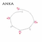 Crystal Heart Charm Bracelet Made with Austrian Crystals