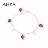 Crystal Heart Charm Bracelet Made with Austrian Crystals