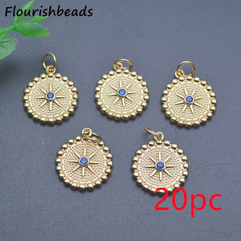 Royal CZ Pave Sun Star Charms Pendants for Jewelry Making