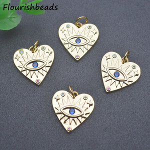 Heart Evil Eye Charms for Earring Necklace Making 20pc