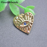 Heart Evil Eye Charms for Earring Necklace Making 20pc