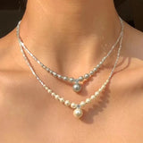 One Layer Simulated Pearl Necklace For Women Girl Party Wedding