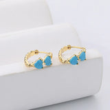 925 Silver Heart Turquoise Hoop Earrings Women