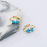 925 Silver Heart Turquoise Hoop Earrings Women