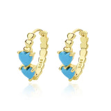 925 Silver Heart Turquoise Hoop Earrings Women