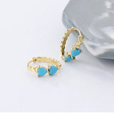 925 Silver Heart Turquoise Hoop Earrings Women