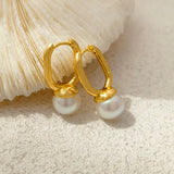 Oval Buckle Earrings High Copper Pearl Women