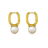 Oval Buckle Earrings High Copper Pearl Women