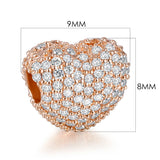 Pave Open My Heart Charm Beads Silver Bracelet DIY Jewelry