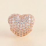 Pave Open My Heart Charm Beads Silver Bracelet DIY Jewelry