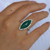 Green Oval CZ Women Wedding Ring