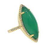 Green Oval CZ Women Wedding Ring