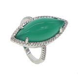 Green Oval CZ Women Wedding Ring