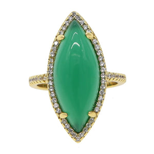 Green Oval CZ Women Wedding Ring