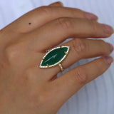 Green Oval CZ Women Wedding Ring